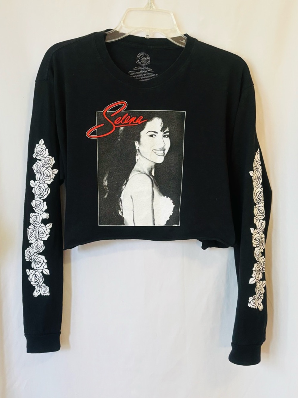Selena Official Merch Crop Long Sleeve | Rose Sleeve Print | Size L